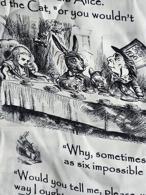 Alice in Wonderland Infinity Scarf Black White Literary Quote Print Lightweight